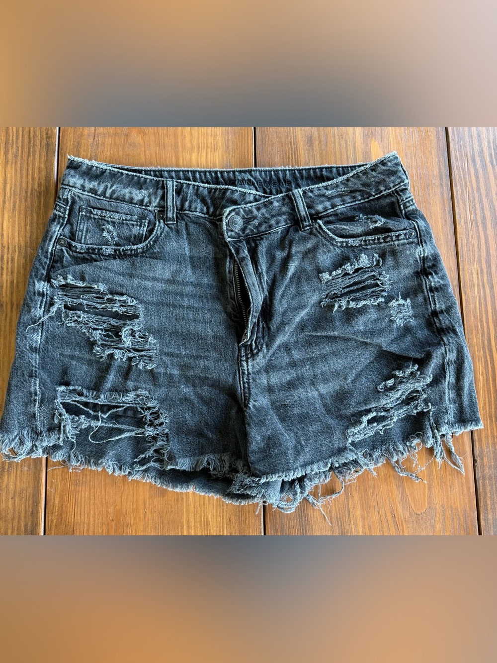 American Eagle Outfitters Black Mom Shorts Denim Cutoff Shorts